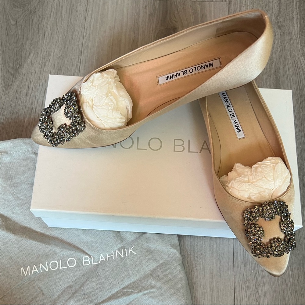 Manolo Blahnik Gold Embellished Heels